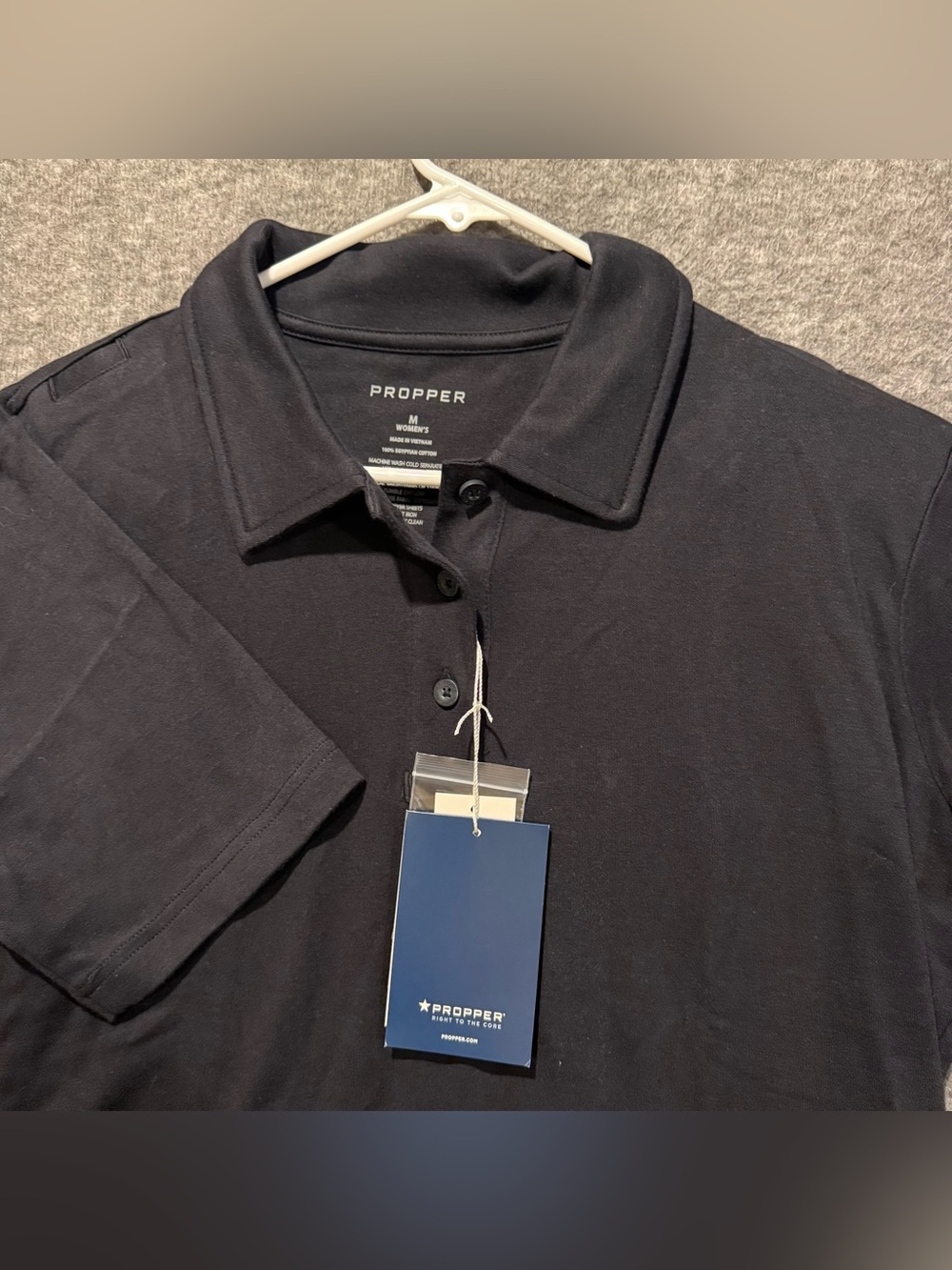 Propper Uniform Polo Shirt Womens M Navy Blue Black Short Sleeve Pill Resistant